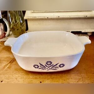 Vintage Corning Ware Blue Cornflower Rounded Square Casserole Dish - Model B-36
